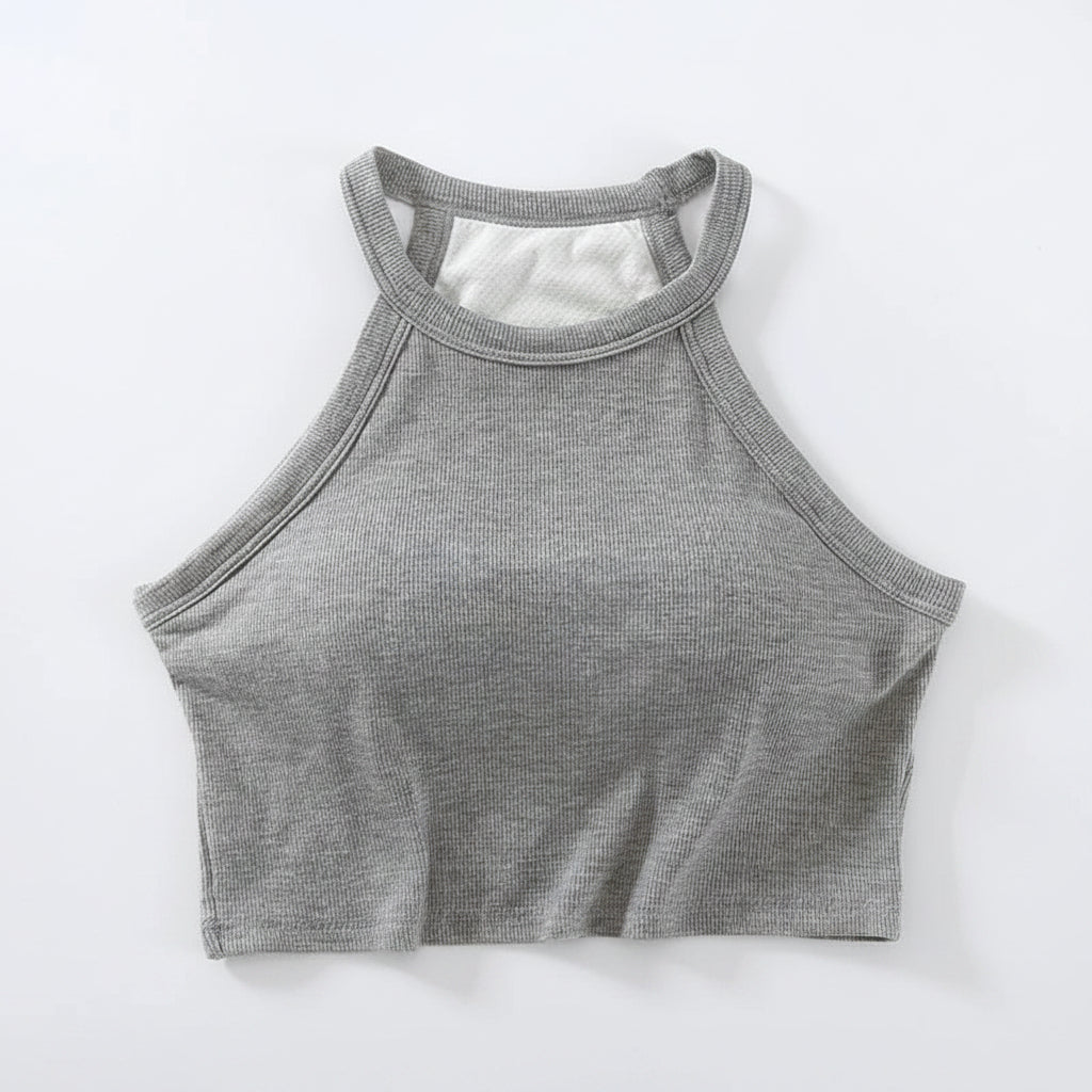 Neckholder-Crop-Shirt mit integriertem BH