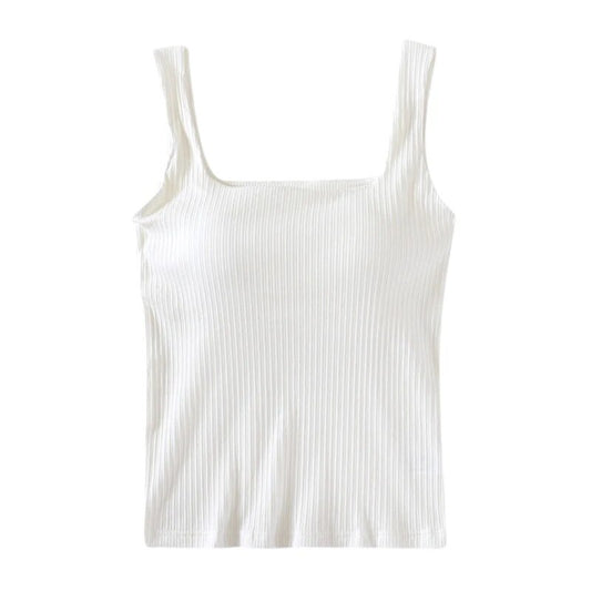 Top mit eckigem Ausschnitt und integriertem BH aus Baumwolle