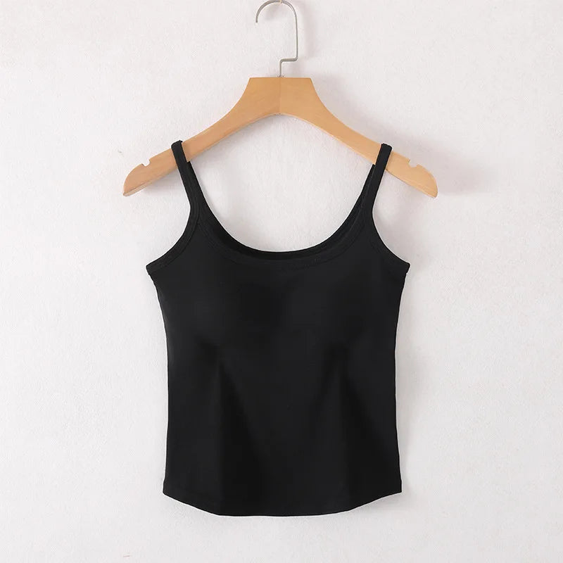 Unterhemd mit integriertem BH, Camisole mit V-Ausschnitt und integriertem BH, Baumwolle