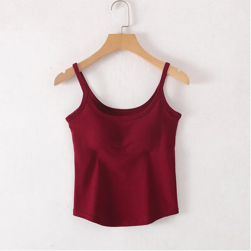 Unterhemd mit integriertem BH, Camisole mit V-Ausschnitt und integriertem BH, Baumwolle