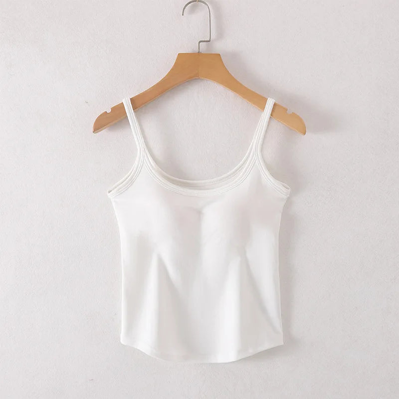 Unterhemd mit integriertem BH, Camisole mit V-Ausschnitt und integriertem BH, Baumwolle
