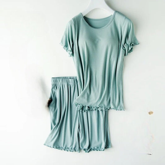 Pyjama-Set mit integriertem BH, T-Shirt und Shorts