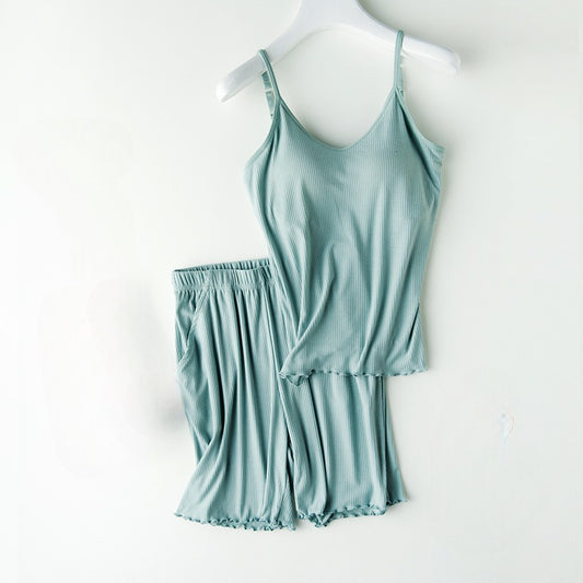 Pyjama-Set mit integriertem BH, Unterhemd und Shorts