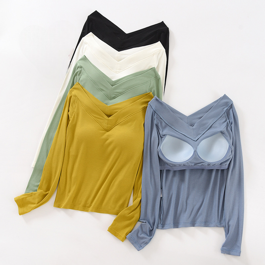 Top mit überkreuztem Rücken und integriertem BH aus Baumwolle