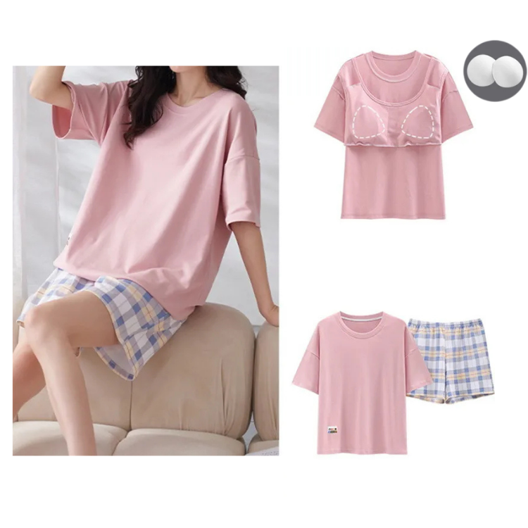 Pyjama-Oberteil mit integrierter Polsterung. Loungewear-Set in Übergröße erhältlich.
