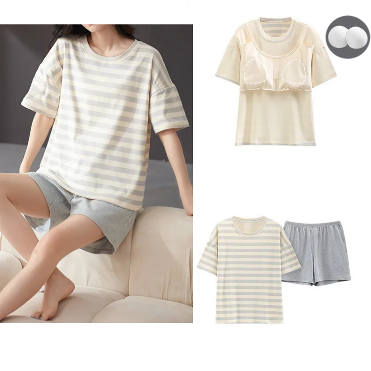 Pyjama-Oberteil mit integrierter Polsterung. Loungewear-Set in Übergröße erhältlich.