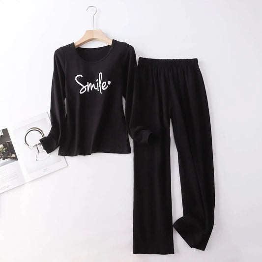 Langärmliges, zweiteiliges Pyjama-Set aus Baumwolle mit Smiley-Design