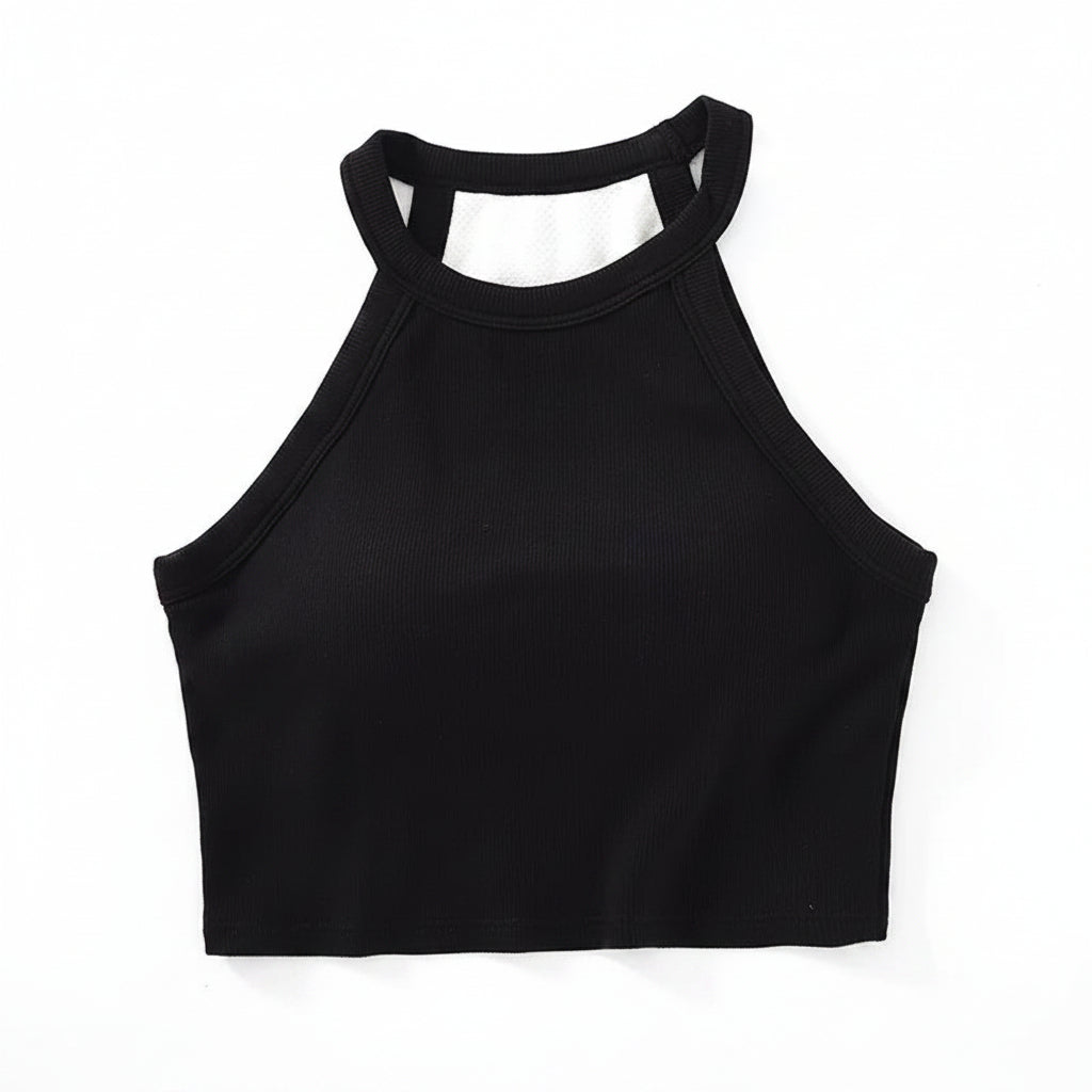Neckholder-Crop-Shirt mit integriertem BH