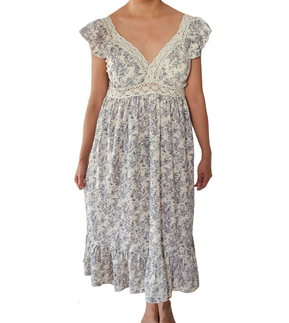 Lace Summer Dress with Removable Bra Cups 100% Cotton