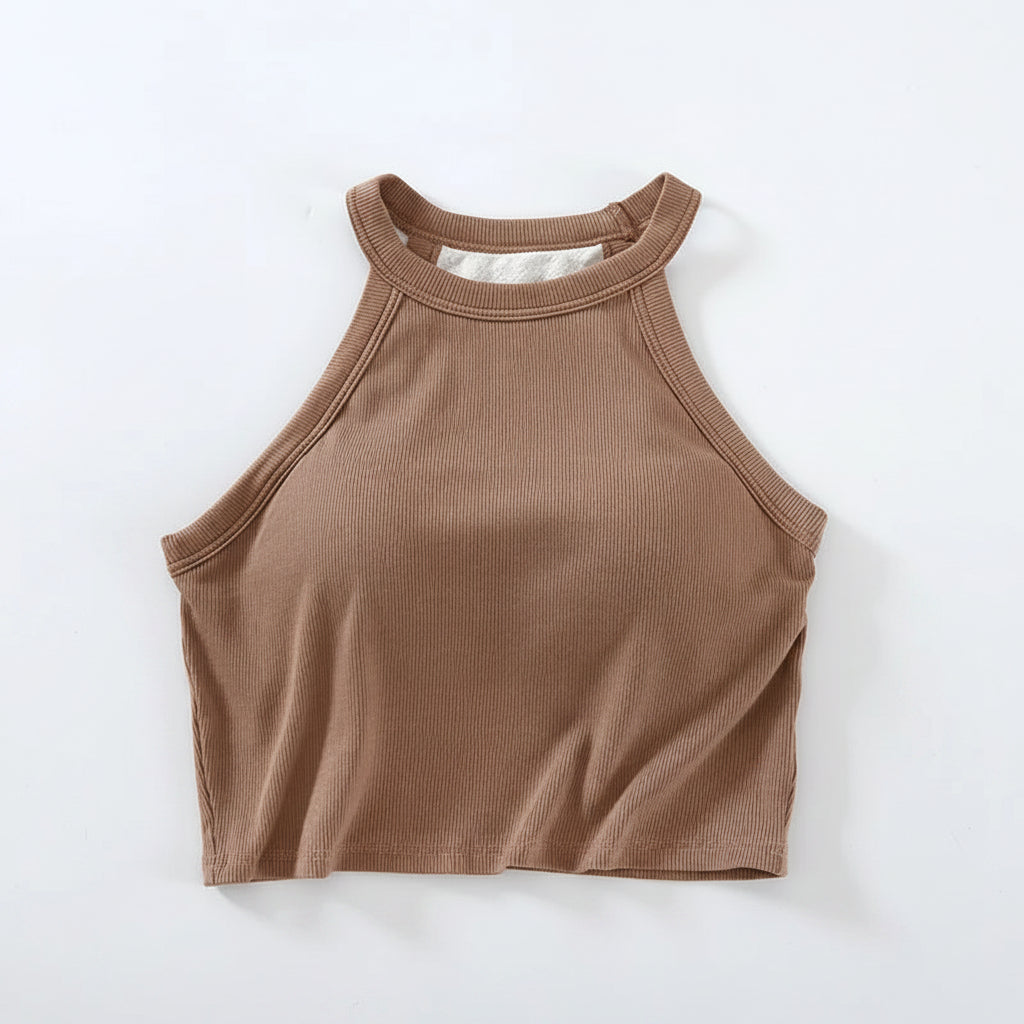 Neckholder-Crop-Shirt mit integriertem BH