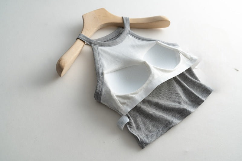 Neckholder-Crop-Shirt mit integriertem BH