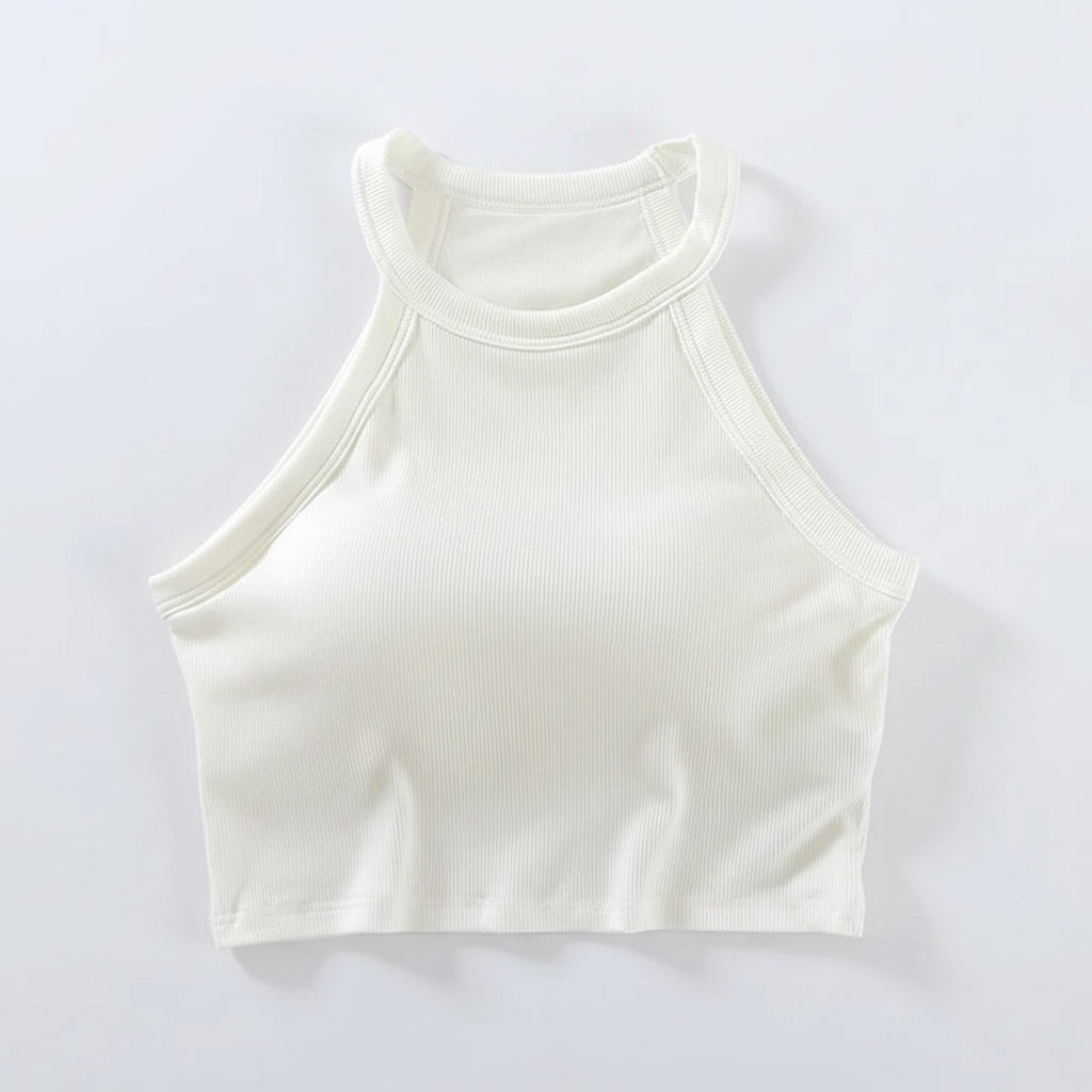 Neckholder-Crop-Shirt mit integriertem BH