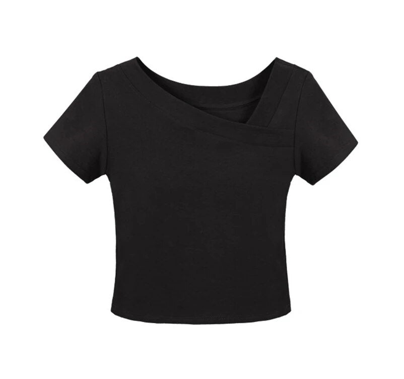 Schickes Crop-Top mit Ausschnitt und integriertem BH aus Baumwolle