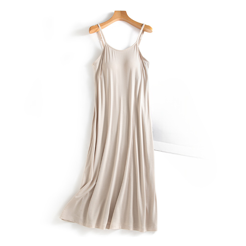 Built-In-Bra Spaghetti Adjustable Strap Nightgown/Casual Dress XL / Beige Built-In-Bra Spaghetti Adjustable Strap Nightgown/Casual Dress XL / Beige