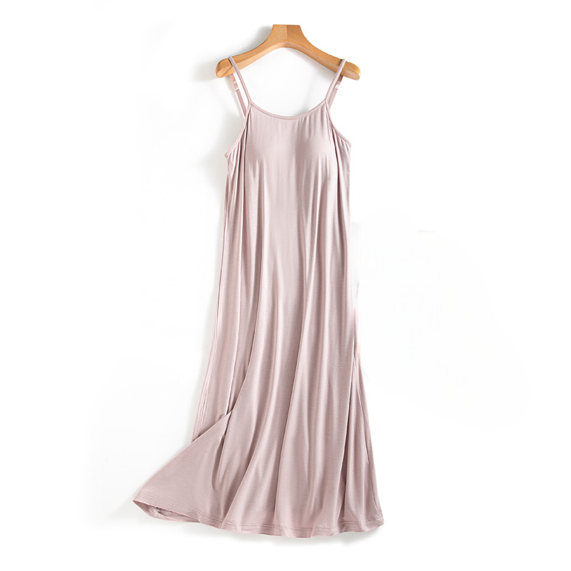 Built-In-Bra Spaghetti Adjustable Strap Nightgown/Casual Dress M / Pink Built-In-Bra Spaghetti Adjustable Strap Nightgown/Casual Dress M / Pink