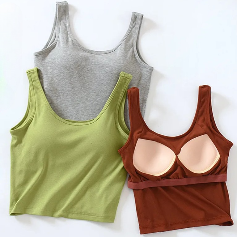 Cami-Tanktop mit integriertem BH, Camsiole-Unterhemd