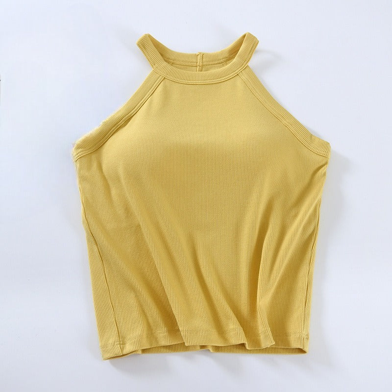 Halter Neck Top with Built in Bra - Short Length