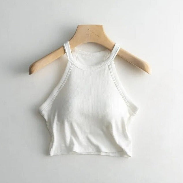 Neckholder-Crop-Shirt mit integriertem BH