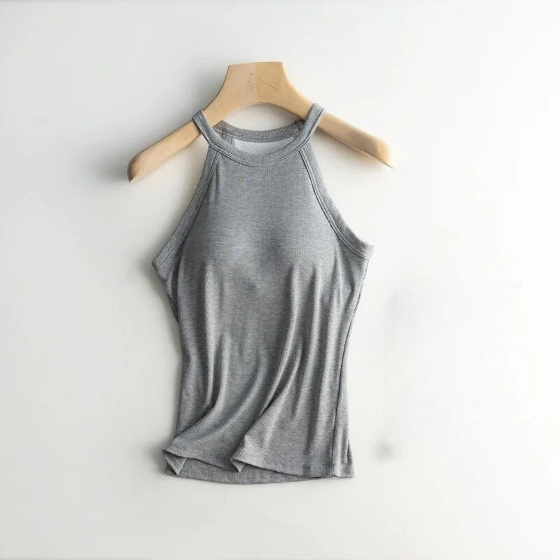 Halter Tank Top With Built In Bra Online | bellvalefarms.com