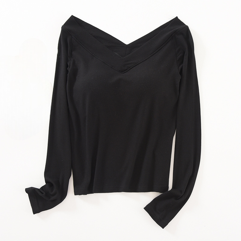 Long Sleeve Off Shoulder Built in Bra Top Undo Your Bra