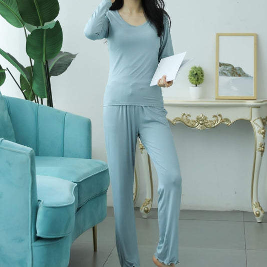 Two Piece Long Sleeve with Built In Bra Loungewear Pyjamas