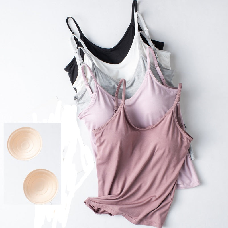 Shelf Bra Singlet Cami Camisole Top Removable Cups