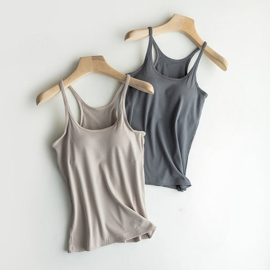 Cami Tank Top with Built in Bra Camsiole Singlet Tank